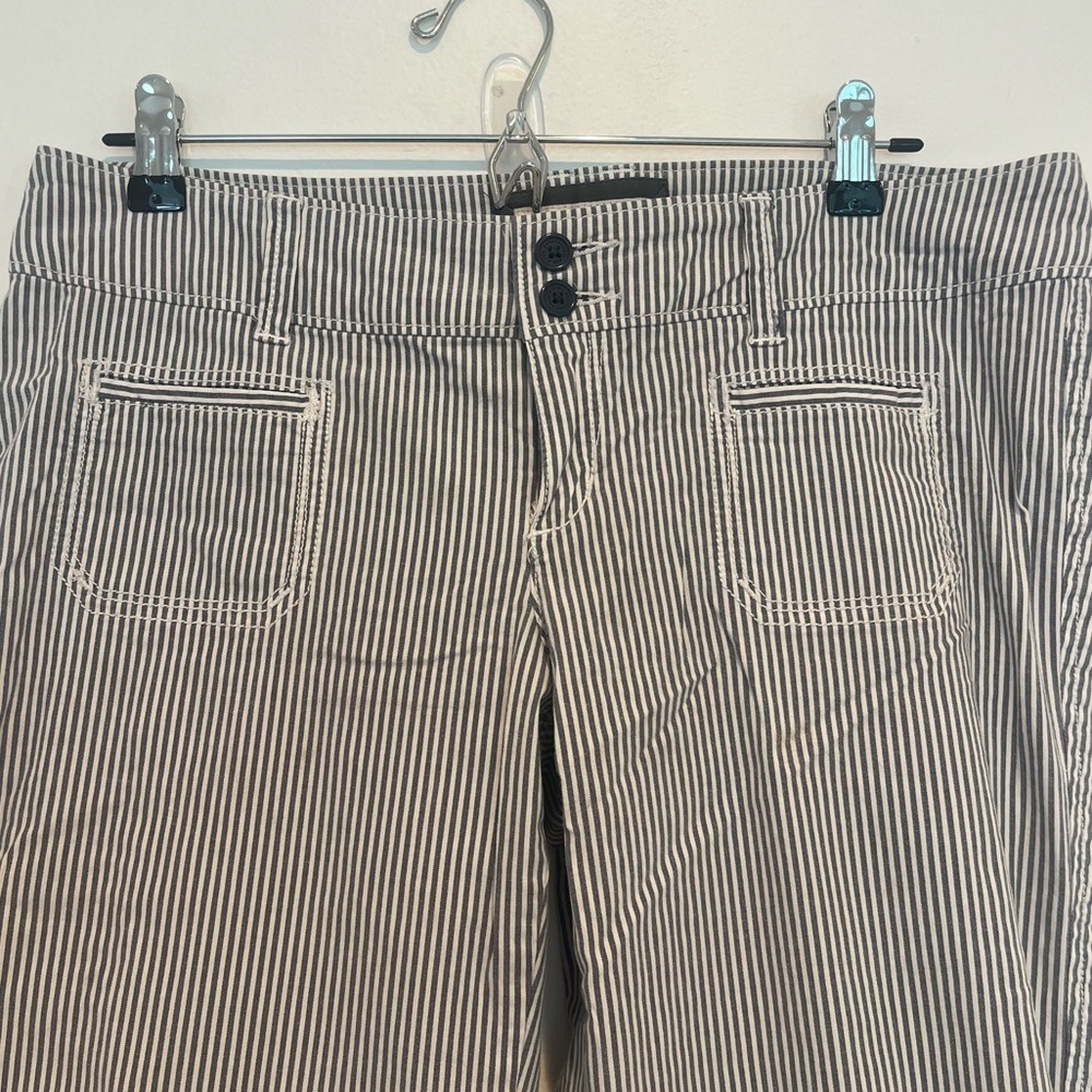 Women’s Abercrombie & Fitch Wide Leg Navy & White Striped Pants Sz 8